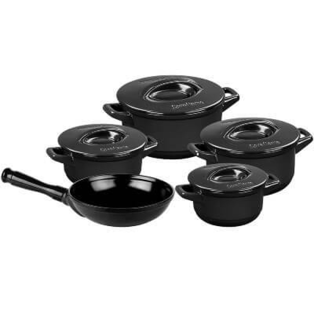 Conjunto Caçarola e Frigideira de Ceramica Duo+ 5 Peças Preto