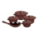 Conjunto Caçarola e Frigideira de Ceramica Duo+ 5 Peças Chocolate