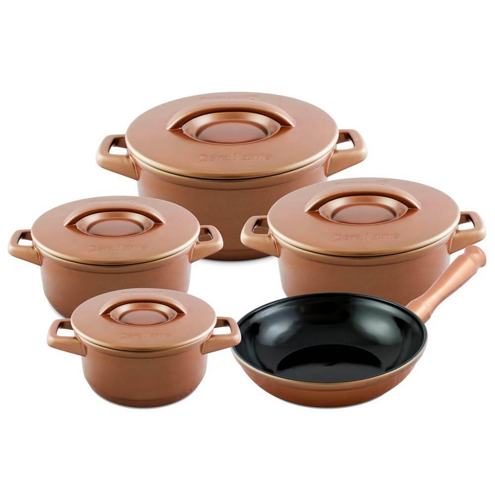 Conjunto Caçarola e Frigideira de Ceramica Duo+ 5 Peças Cobre