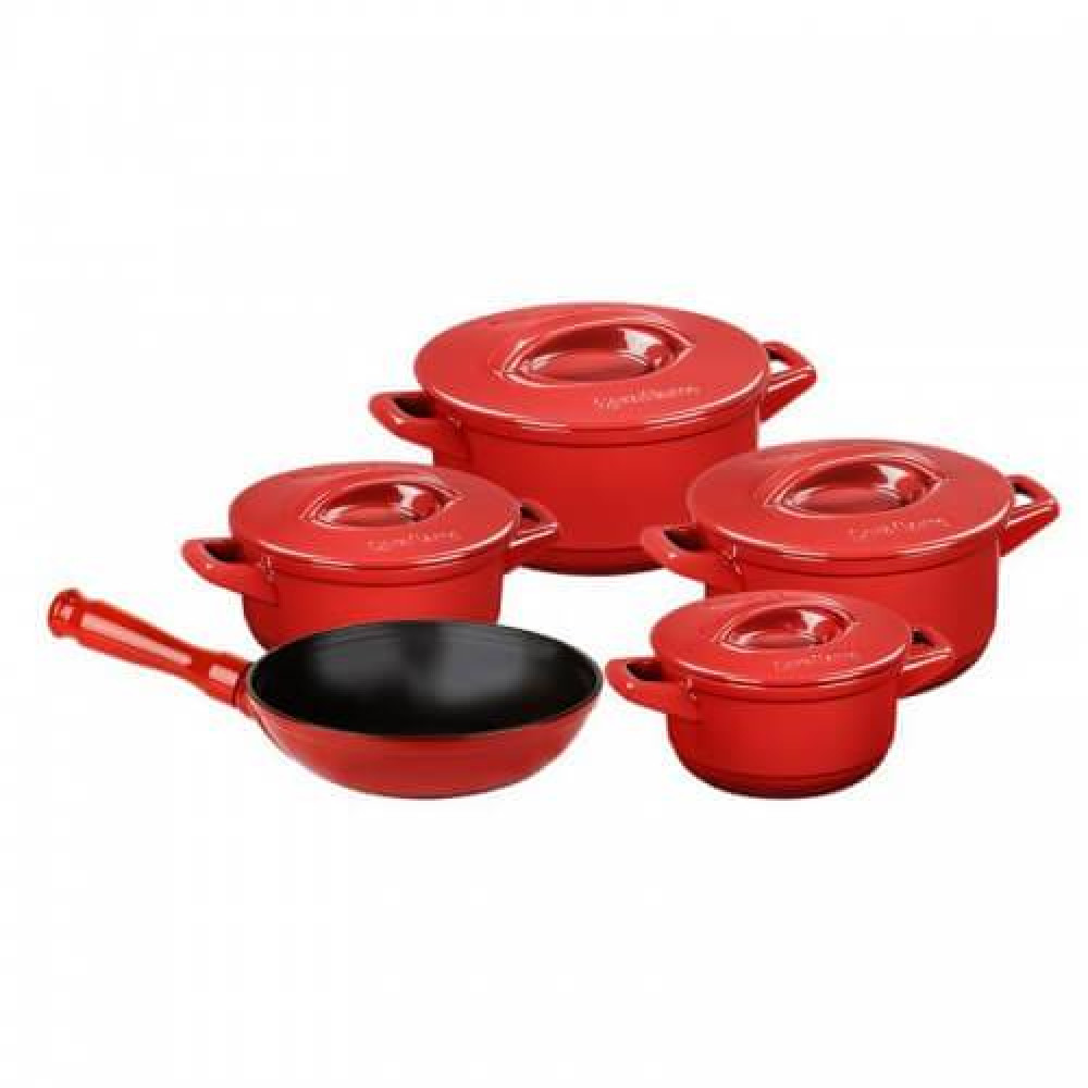 Conjunto Caçarola e Frigideira de Ceramica Duo+ 5 Peças Pomodoro