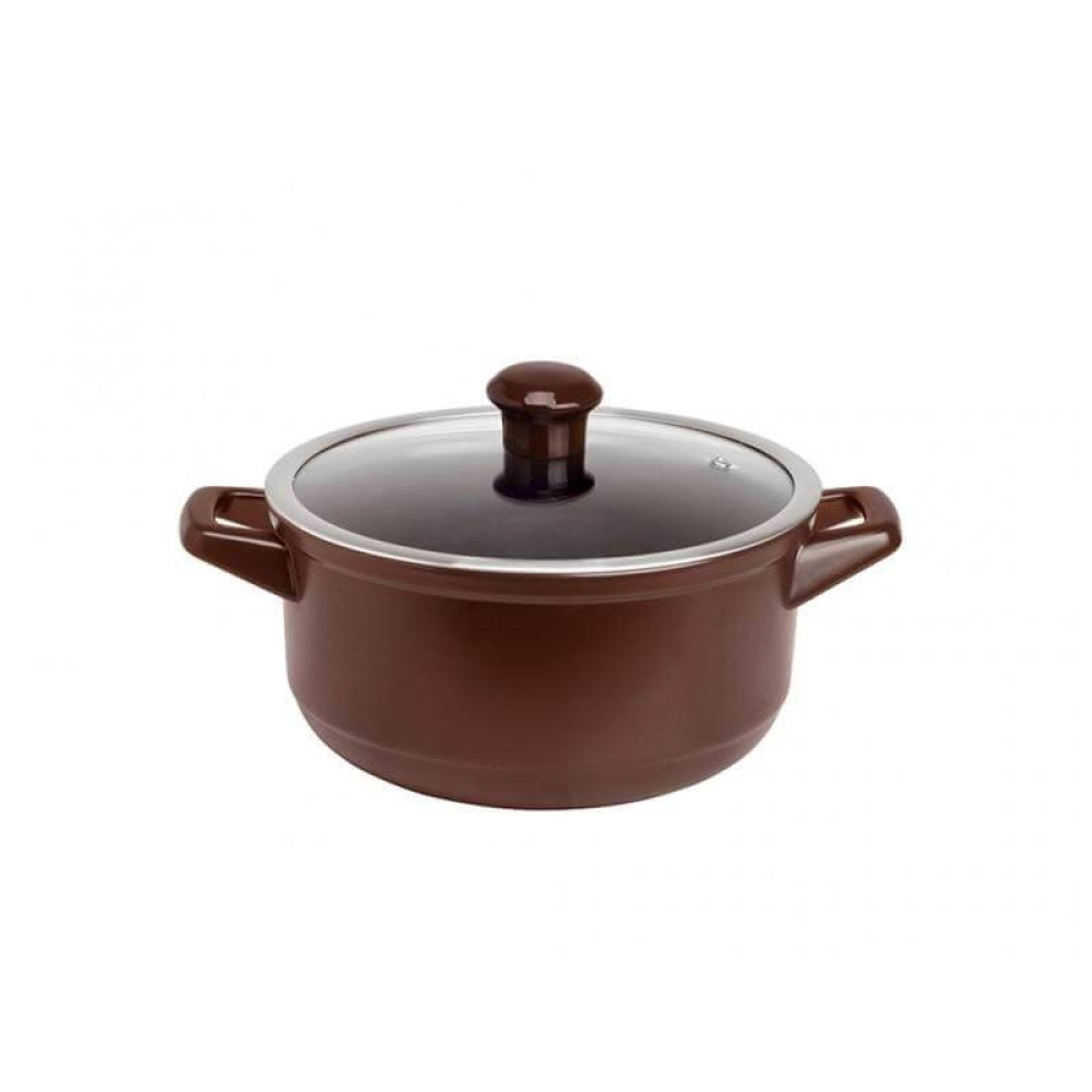 Caçarola Cerâmica Duo 22Cm 3.2L Ceraflame Tampa Vidro Chocolate