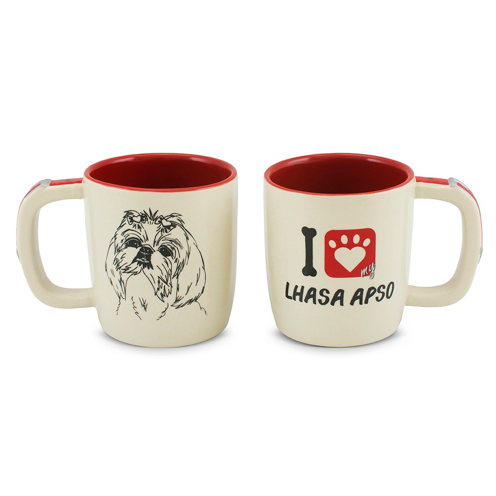 Caneca Cerâmica Pet 350Ml Mondoceram I Love My Lhasa Apso