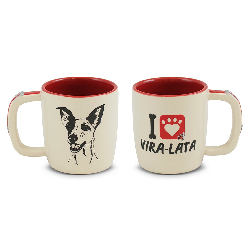 Caneca Cerâmica Pet 350Ml Mondoceram I Love My Vira Lata