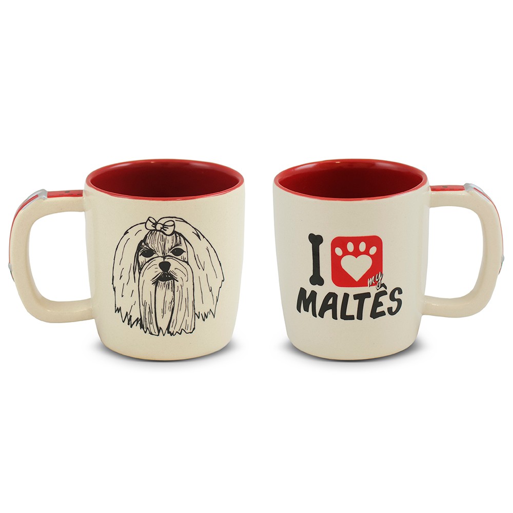 Caneca Cerâmica Pet 350Ml Mondoceram I Love My Maltês