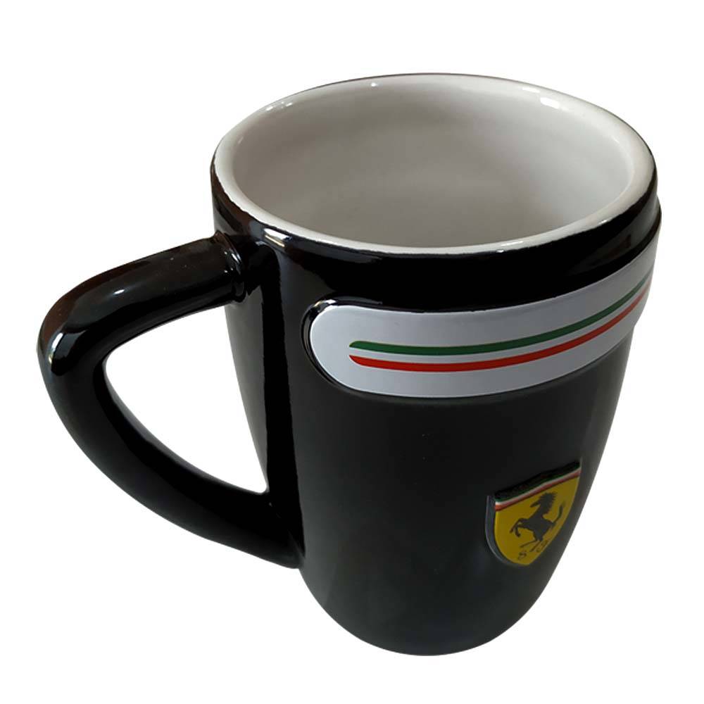 Caneca de Cerâmica Shell Ferrari 360Ml Branca e Preta 12 X 9 Cm