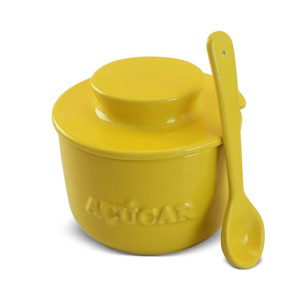 Açucareiro 350 G com Colher de Cerâmica Gourmet Amarelo